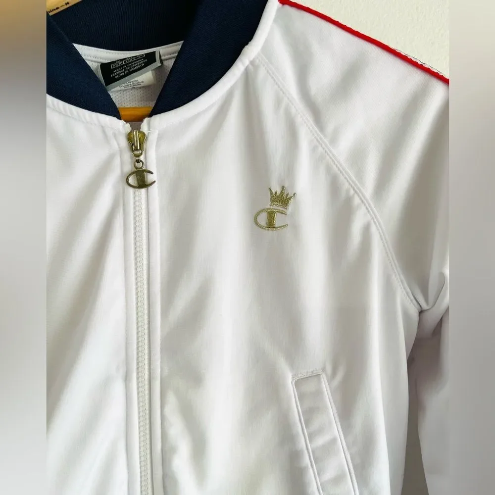 Champion track jacket vintage cropped logo embroidered women’s XS